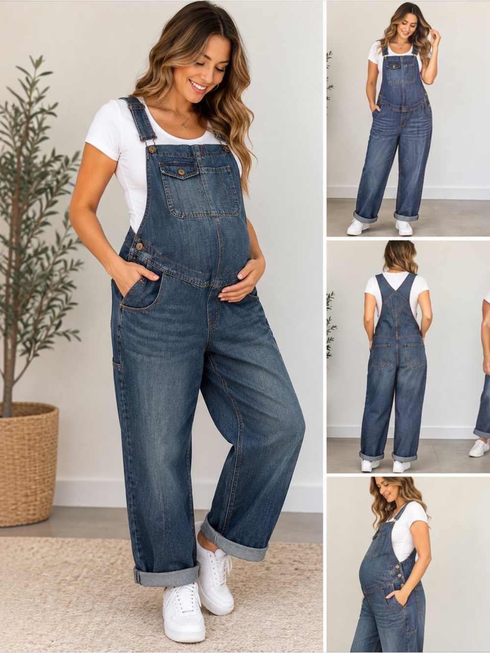 Maternity Denim Overalls XL Blue Jean Bib Baggy Carpenter 100% Cotton Y2K